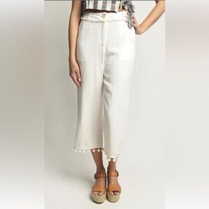 MOON RIVER Wide Leg Pant with Pom Trim Size XS‎